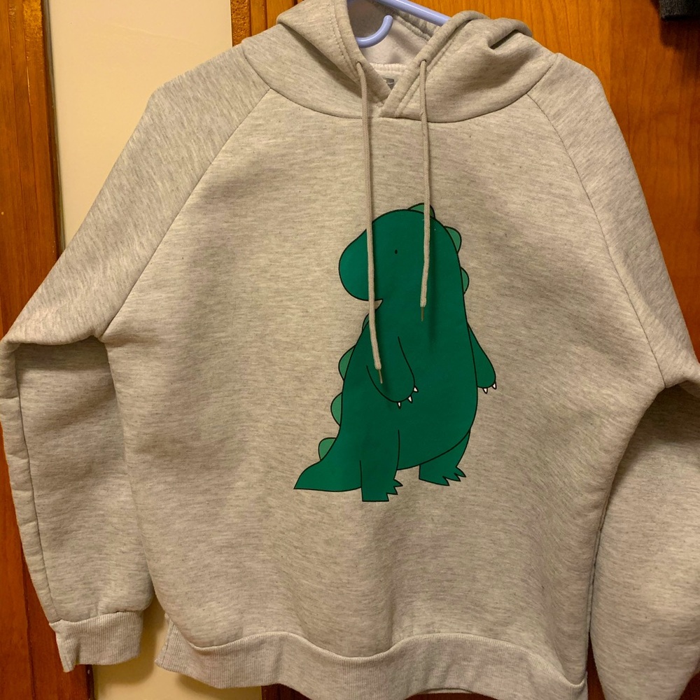 warm hoodie with cute dinosaur!